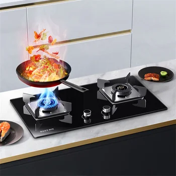 Hogar Incrustado Estufas de Gas para el Hogar Panel de Cubierta cocina de Gas Licuado a Gas de Ahorro de Energía de Doble Quemador de la Cocina de la Máquina