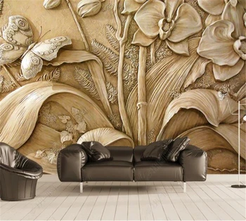 beibehang un fondo de pantalla Personalizado en 3D estéreo de la moda moderna en relieve de la orquídea mariposa de vivir en casa de habitación del fondo de la pared de papel de parede