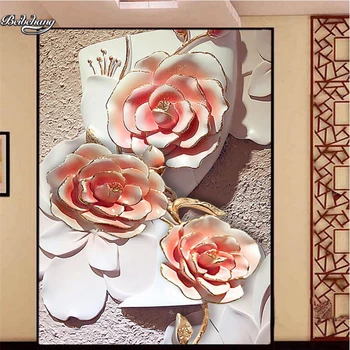 beibehang jarrón de Rosas en relieve tridimensional de la entrada del pasillo de telón de fondo personalizado - hecho gran mural no tejido de fondo de pantalla