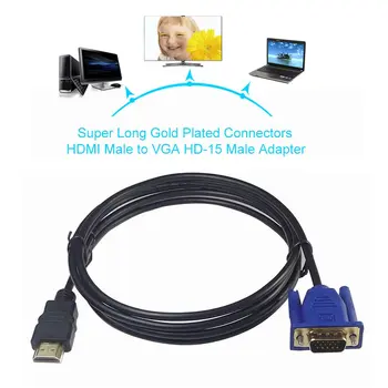 3/5m Conectores Chapados en Oro compatible con HDMI Macho a VGA HD-15 Macho Cable del Adaptador de Cable para DVD HDTV Fiable