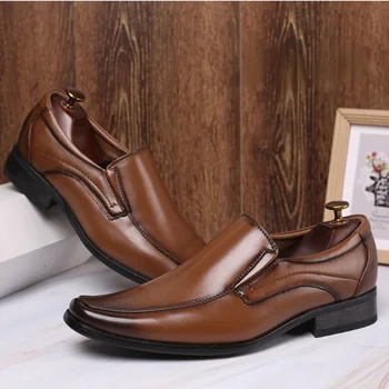Zapatos de cuero para Hombre de la Moda del Color Limpie Un Paso de Cuero de los Hombres Zapatos de Estilo Nuevo Pequeño de Cabeza Cuadrada Japonés de Cuero de los Hombres Zapatos