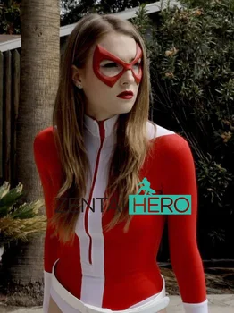 Sexy Heroína Blanco/Rojo Lycra Super Señora de las Mujeres del Traje Zentai Ajustada Juego de la Película de disfraces, Leotardo