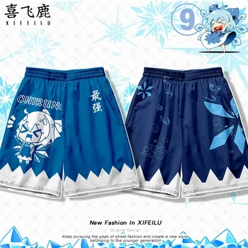 Anime De TouHou Project Cirno Harajuku Pantalones Cortos Sueltos Traje De Cosplay Estudiante Verano Unisex Casual Pantalones Cortos De Playa