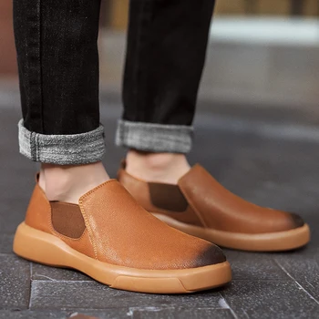 De los hombres Casual Zapatillas de deporte de Cuero Genuino Transpirable Mocasines de Conducir Nuevos Pisos de Moda Retro Clásico de Ocio Zapatos de los Hombres Zapatos al aire libre