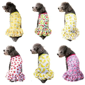 Impresión linda Cachorro de Perro de Vestidos para Perros Pequeños de Verano para Mascotas Ropa Vestido con Flores de Chihuahua, Caniche Falda Vestidos Para Perras