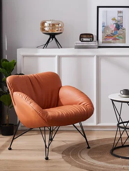 Nórdicos único sofá de la sala de estar de lujo de cuero de la silla perezosa Diseño ergonómico sillón de salón de Belleza de recepción de muebles sillas suaves