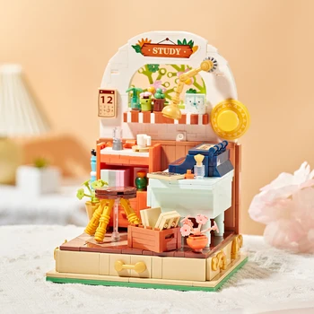 La creatividad Mini Dormitorio cuarto de Baño BRICOLAJE Casa de Micro Bloque de Construcción Moc Modelo Educativo de los Juguetes para los Niños Regalos