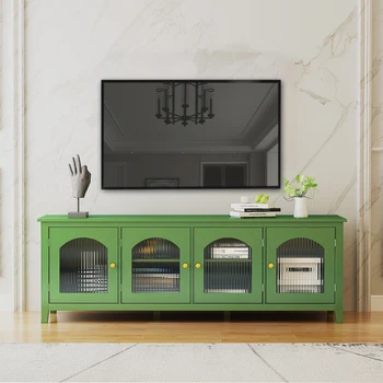 Verde 71 pulgadas elegante mueble de TELEVISIÓN, TV de marco, soporte TV，sólido marco de madera, Changhong la puerta de cristal Para muebles de comedor