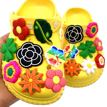 Solo Venta 1PCS PVC Planta Icono de la Flor de los Zapatos de los Encantos de las Niñas BB Agujero Zapatilla Hebillas Linda Pulsera de los Accesorios de Decoración Niño de Regalo