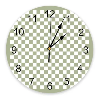 La hierba Verde de tablero de Ajedrez Reloj de Pared de Silencio Relojes Digitales para el Hogar Dormitorio Cocina Sala de estar Decoración