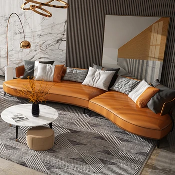 Minimalista, de la luz y de lujo con forma de arco sofá combinación desechables técnica de cuero