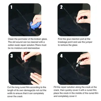 5 Piezas de reparación de cristal Líquido de Parabrisas de Resina Crack Kit de herramientas, Kit de vidrio Relleno de Grietas en Piezas de Alto rendimiento Suministros