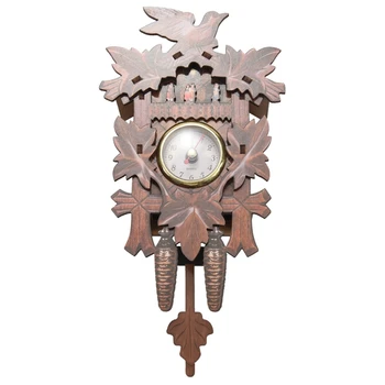 Vintage Decorativas Casa de Aves Reloj de Pared Colgante de Madera Reloj de Cuco de la Sala Reloj de Péndulo en el Arte Artesanal de Reloj Para la Nueva Casa (la ceja