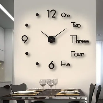DIY Luminoso Simple Creativa Digital Reloj de Punch-Gratis Sala de estar de la Casa de la Oficina Decoración de la Pared etiqueta Engomada de la Pared del Reloj Reloj de Pared de Silencio