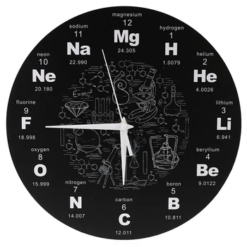 Tabla periódica De los Elementos de Pared de Arte Símbolos Químicos Reloj de Pared de Educación Elemental de la Pantalla Salón del Reloj del Maestro de Regalo