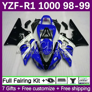 Azul Negro OEM Carenado Para YAMAHA YZF-R1, YZF R 1 1000 CC YZF R1 98-99 134No.0 YZF1000 YZFR1 98 99 YZF-1000 1998 1999 Kit de carrocería