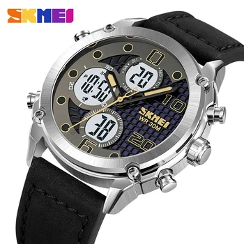 SKMEI los Hombres Reloj de la Marca Superior de Negocios de Lujo para Hombre de los Relojes Electrónicos de 3Time Calendario Impermeable Reloj con Alarma Reloj deportivo Reloj Hombre
