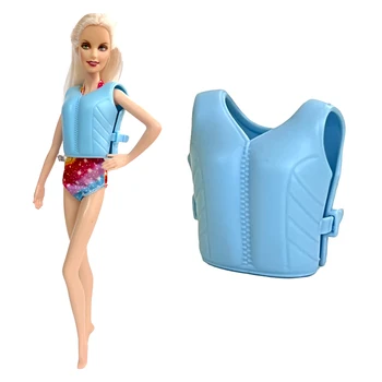 1 Pcs Color al Azar de la Vida de la Chaqueta Fresco de Natación Trajes de Plástico vida chaleco de Ropa Para Muñeca Barbie Summer Beach Seaside Accesorios