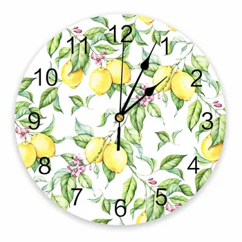 Acuarela De La Fruta Del Limón Decorativo Redondo Reloj De Pared Números Arábigos Diseño No Tictac Del Reloj De Pared De Gran Tamaño Para Los Dormitorios Cuarto De Baño