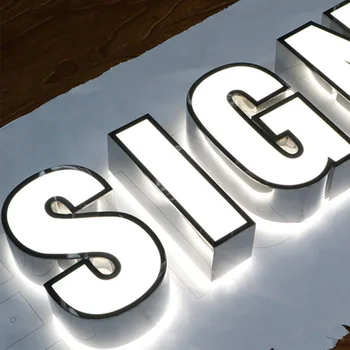 Kily Personalizado Luminoso Acrílico Metal de la Pared de Negocios Signo Exterior de Letras Grandes para la Empresa Logotipo de Canal 3d Señalización Tienda