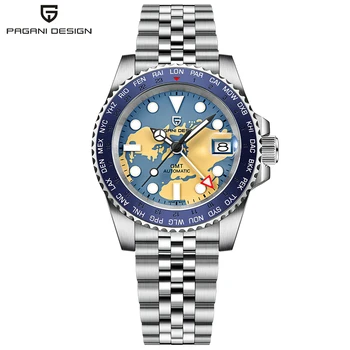 PAGANI, el DISEÑO de Nuevos NH34 Movimiento de los Hombres Automáticos del Reloj de la Marca Superior de Cristal de Zafiro GMT Watch 100M Impermeable de los Hombres Relojes Mecánicos