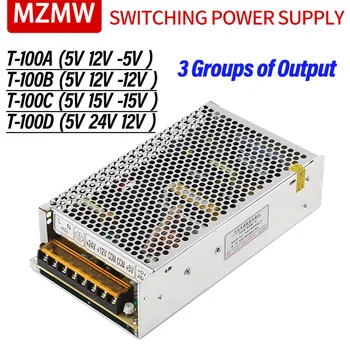 MZMW T-100 de Triple Salida Conmutación fuente de Alimentación de 100W AC 110V 220V DC T-100C 5V 15V -15V T-100D 5V 12V 24V Controlador Transformador de la fuente de alimentación