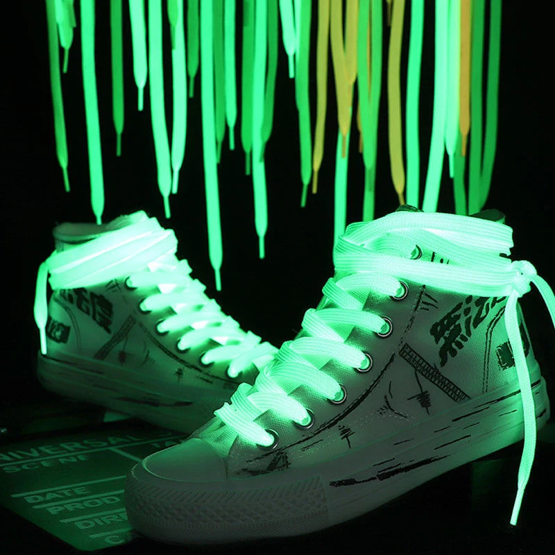 1 Par Luminoso Cordones de los zapatos para Niño Zapatillas de deporte de los Hombres de las Mujeres Zapatos de Deporte Reflexivo de los Cordones de los zapatos Cordones que Brillan En La Oscuridad de la Noche Cordones