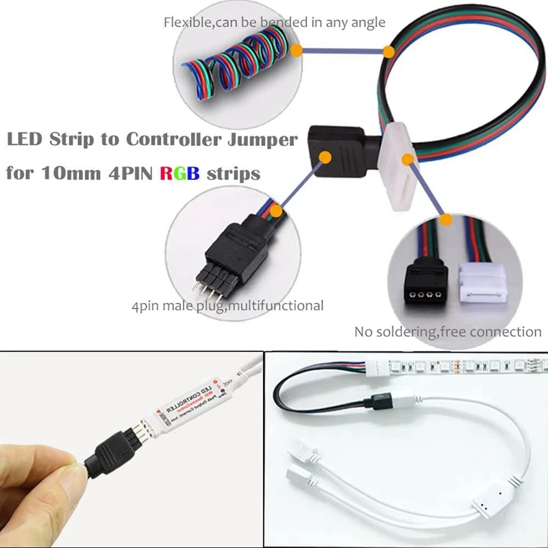 2 Conjunto de 16.4 PIES(5 M) de 4 Pines RGB de la Tira del LED Cable de Extensión,Tiras de LED kit de Conectores Para Flexible 5050 RGB LED Luz de Tira