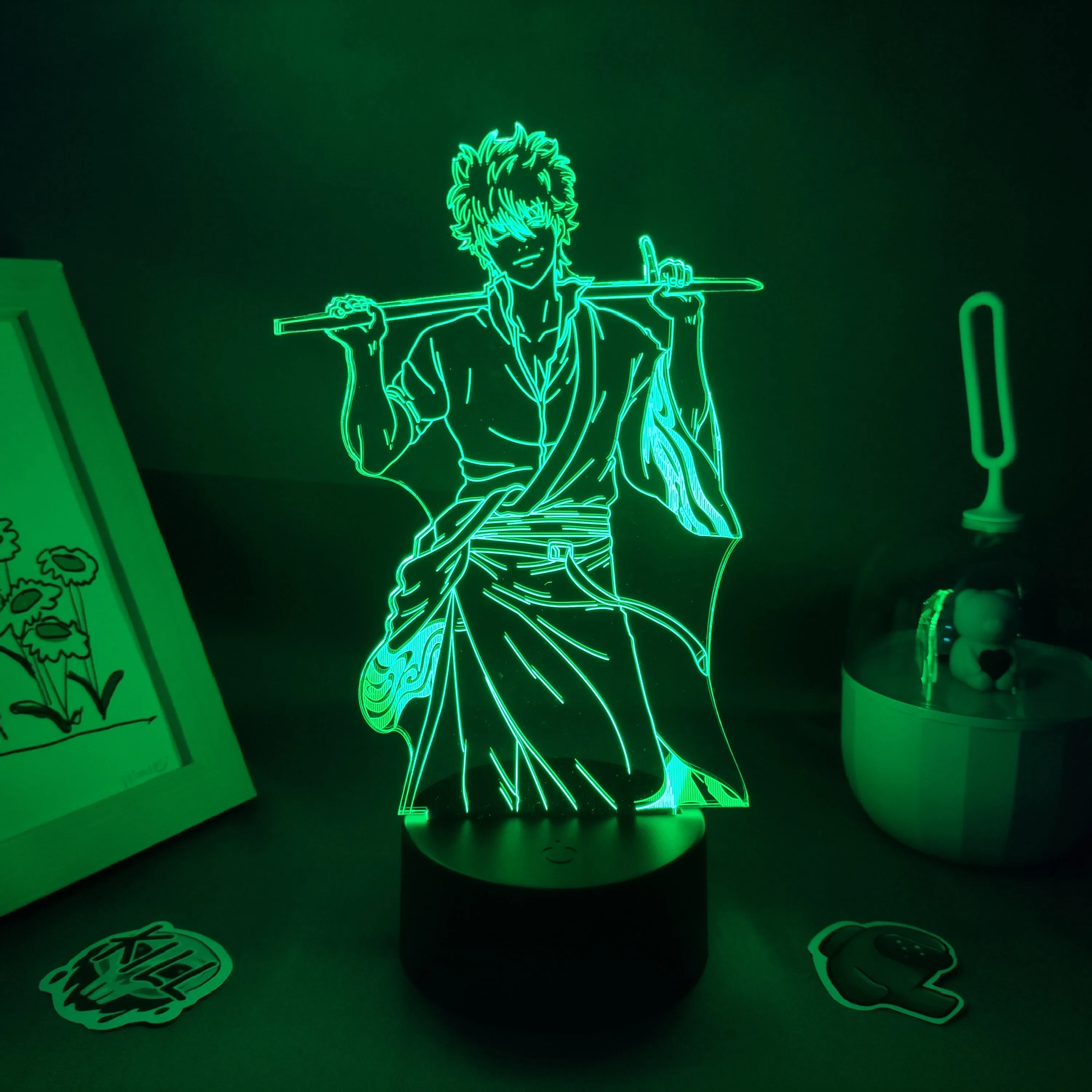 Anime Gintama Figura Sakata Gintoki Siro Yasha Led Lámpara de Lava RGB Luces de la Noche Creativa fantásticos Regalos Para los Amigos del Manga de Decoración de Mesa