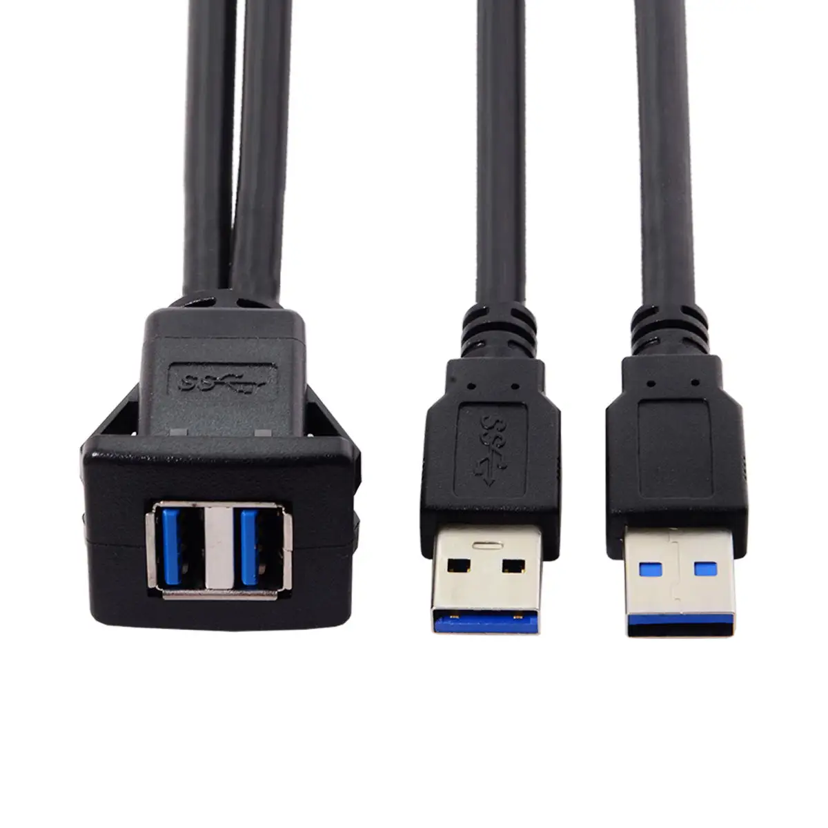 CY Xiwai Impermeable Dual USB 3.0 Extensión Pestillo de Montaje de Coche AUX Cable de 1m para el Panel de control