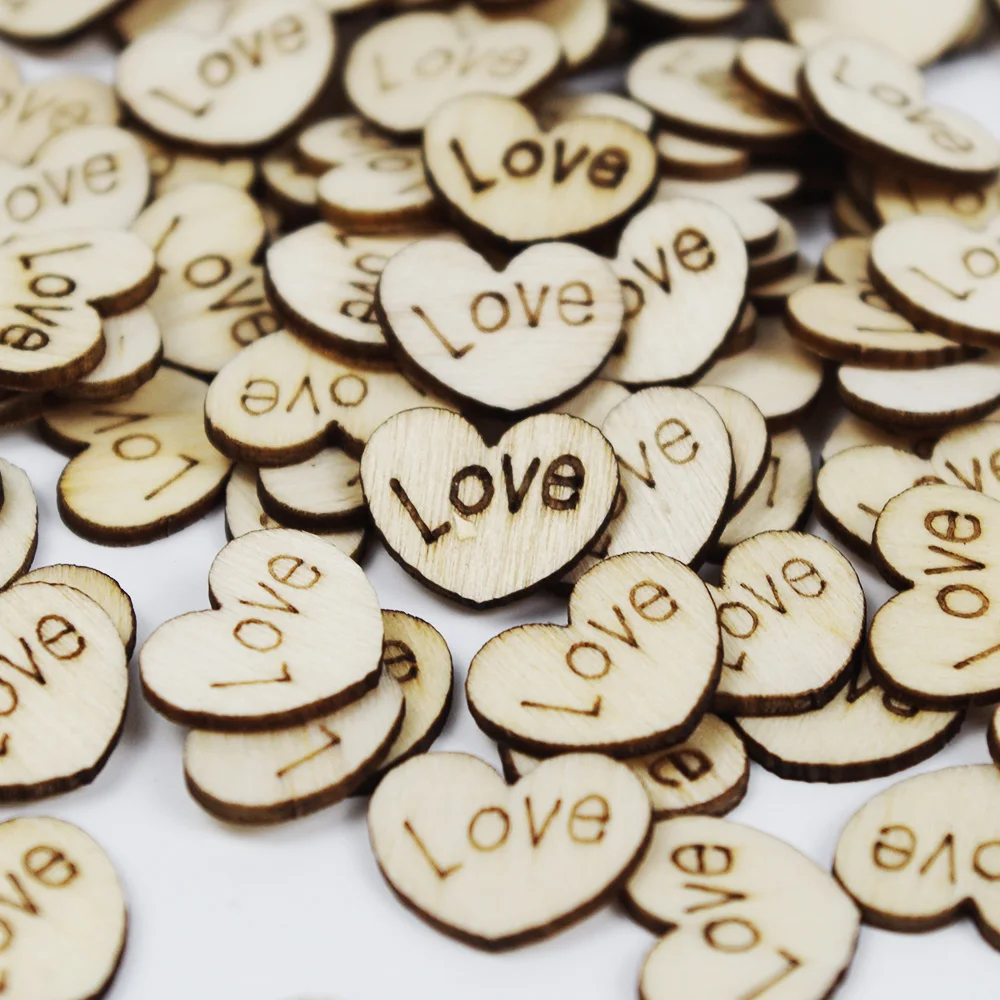 El Día de san valentín Corazón de Artesanías de Madera Mini Chips de Amor Madera para Manualidades DIY de san Valentín, Día de la Fiesta de la Boda de la Tabla de Dispersión de la Decoración