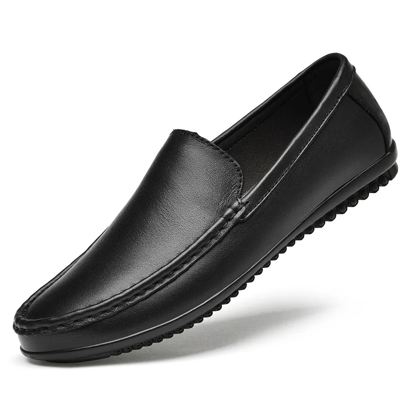 El verano de los hombres de los zapatos ocio zapatos de cuero de moda de los pies de la cubierta de la haba zapatos de ocio suave mocasines con suela de un pedal de zapatos de conducción perezoso sho