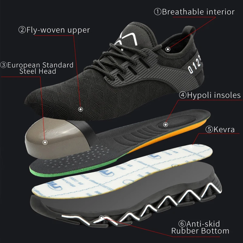 Los hombres Indestructible Zapatos Anti-smash Anti-pinchazo de Trabajo de las Zapatillas de deporte de los Zapatos de Seguridad de los Hombres de Acero Puntera de Protección Calzado de Seguridad Botas de