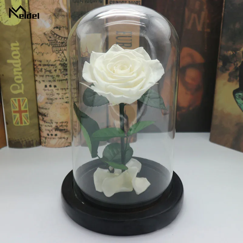 Por siempre la Rosa de Pétalos de Flores en el Vidrio Conserva Inmortal Rosa Fresca En el Vaso de san Valentín Día de la madre Regalo Eterno de la Rosa en una Cúpula de Cristal