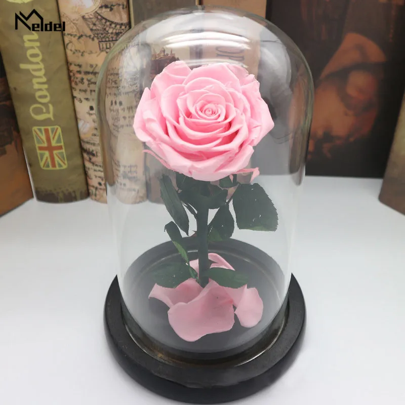 Por siempre la Rosa de Pétalos de Flores en el Vidrio Conserva Inmortal Rosa Fresca En el Vaso de san Valentín Día de la madre Regalo Eterno de la Rosa en una Cúpula de Cristal